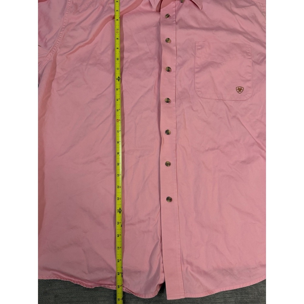 Ariat Solid Twill Shirt Mens XL Pink Classic Fit Western Button Down Cotton - Picture 4 of 7